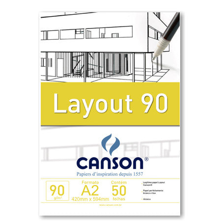 Bloco de Papel Layout Canson 90g/m² A2 50 Folhas